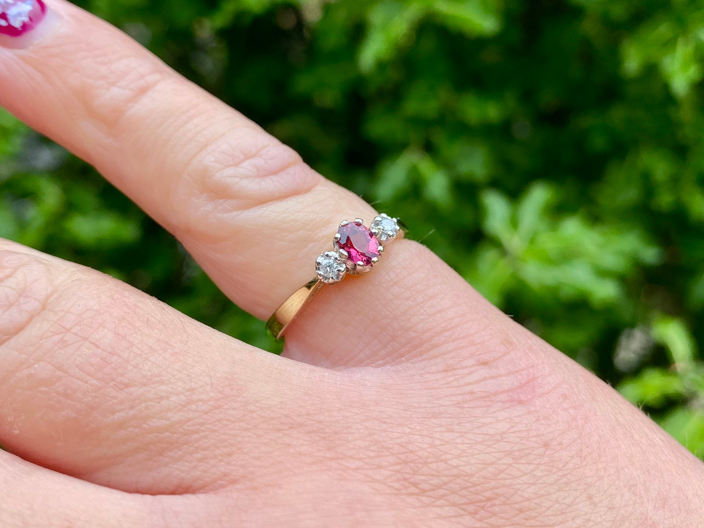 9ct Gold Pink Tourmaline & Diamond Ring