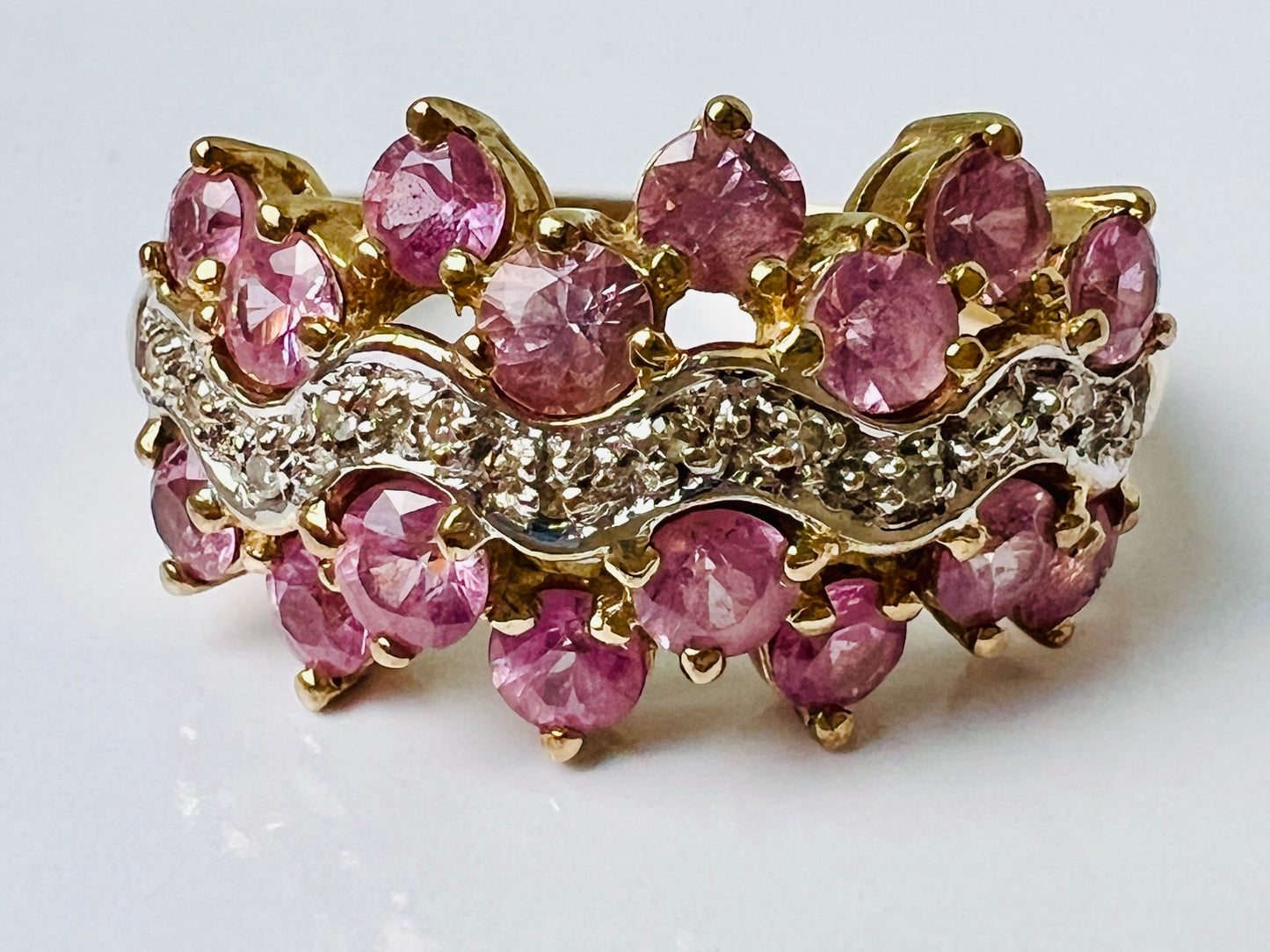 9ct Gold Pink Sapphire & Diamond Ring