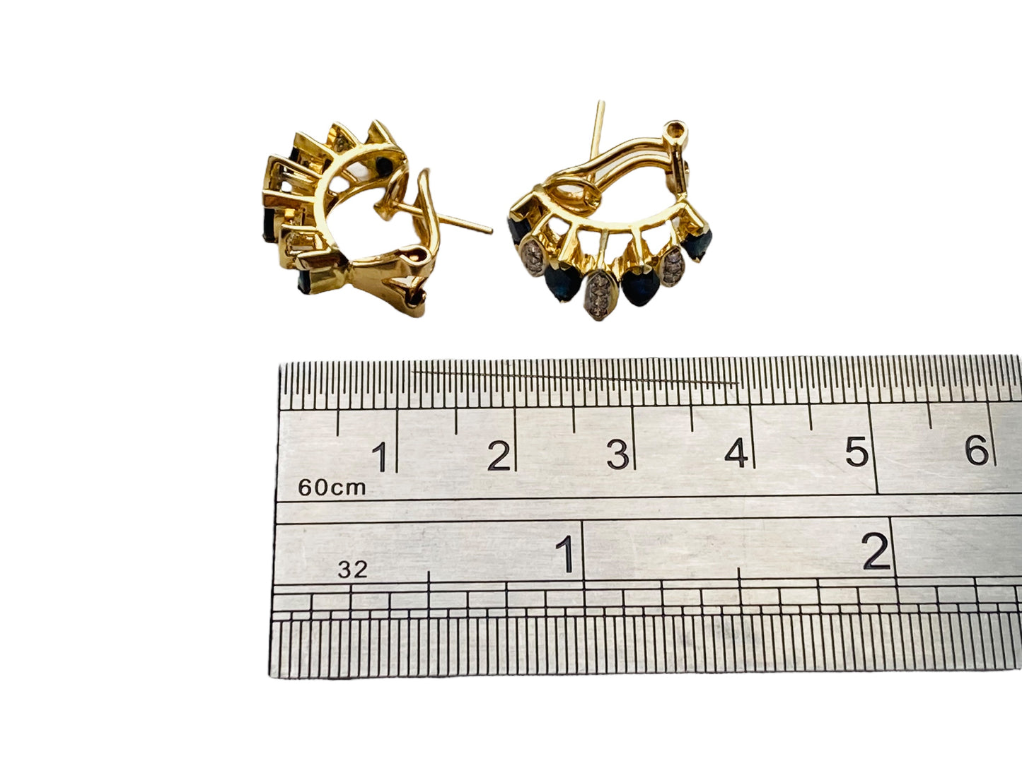 14ct Gold Sapphire & Diamond Earrings
