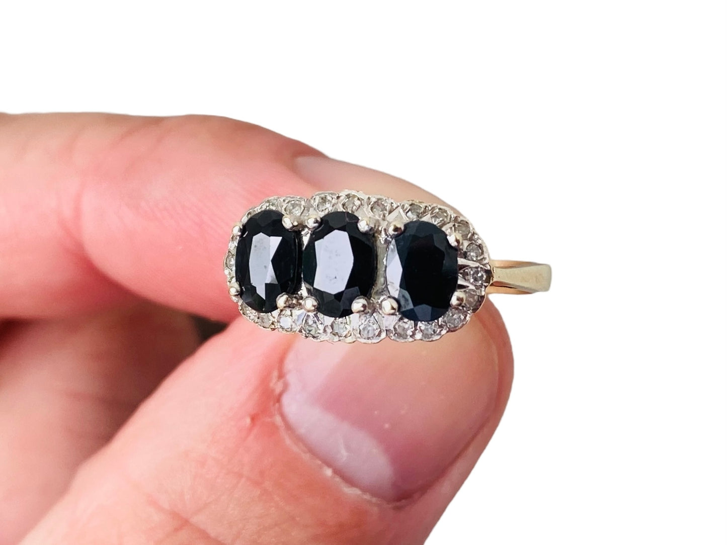 Vintage 9ct Gold Sapphire & Diamond Ring