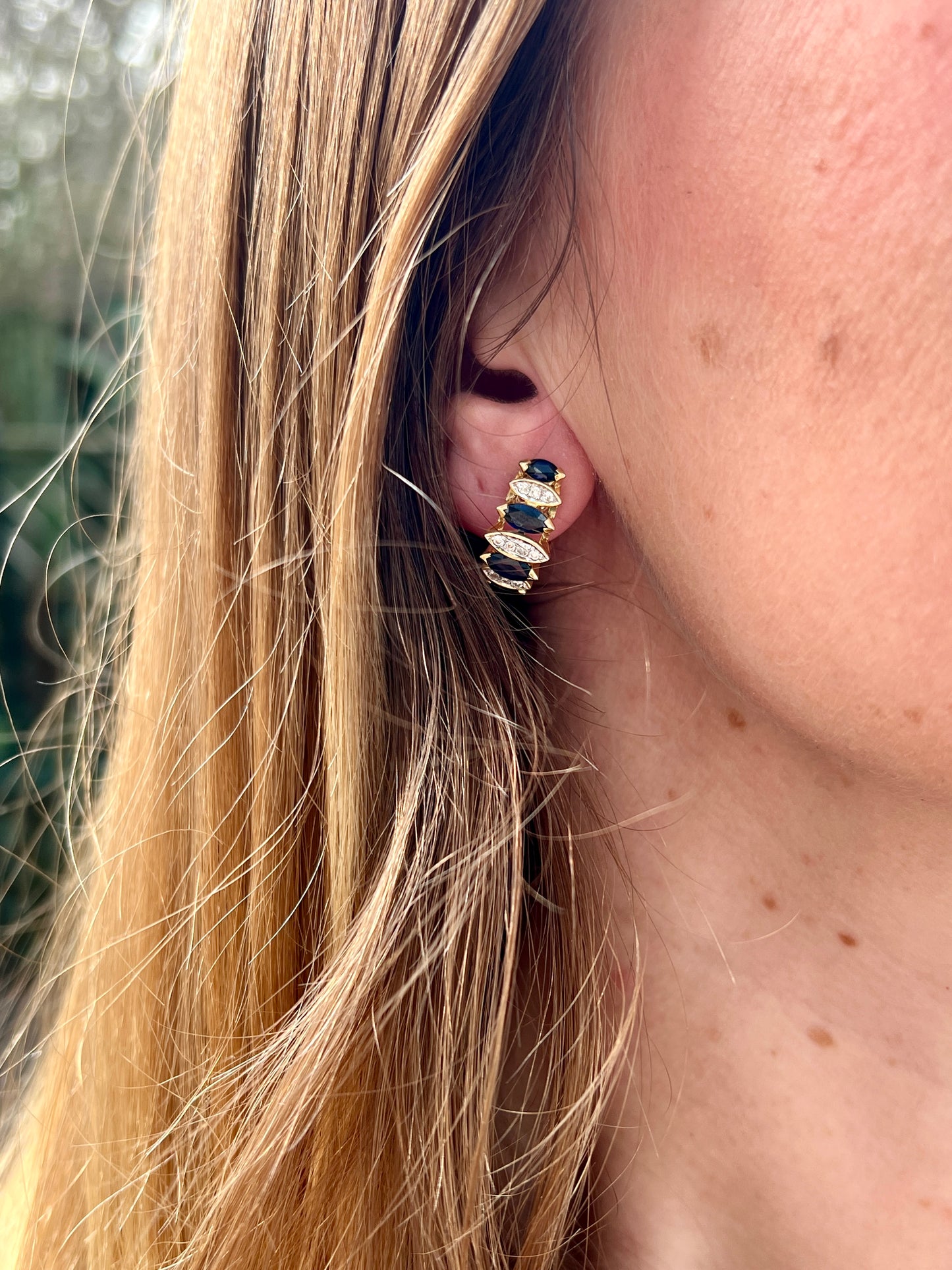 14ct Gold Sapphire & Diamond Earrings