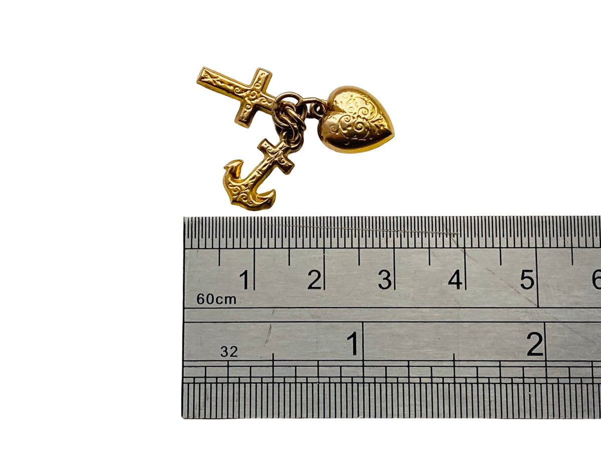 Vintage 9ct Gold Faith, Hope & Charity Pendant or Charm