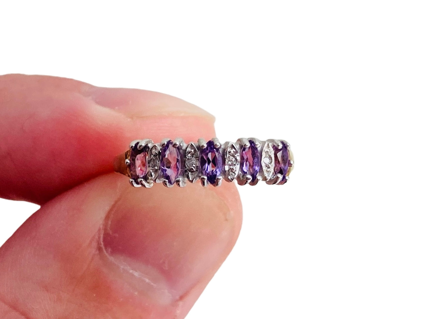 9ct Gold Amethyst & Diamond Ring