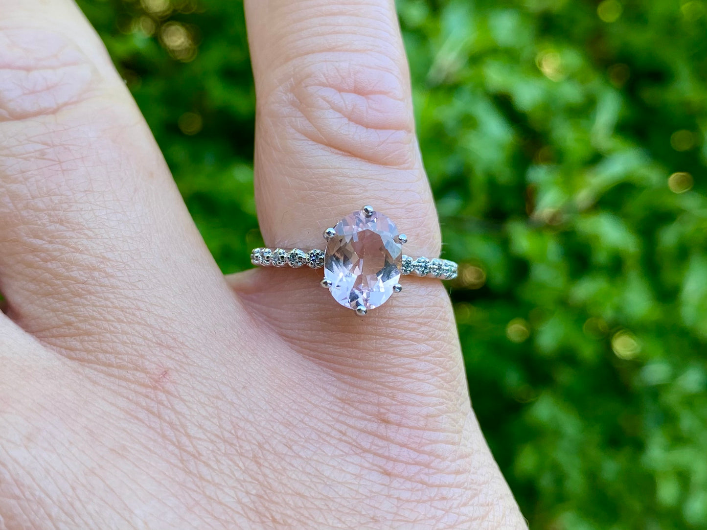 9ct Gold Morganite & Diamond Ring