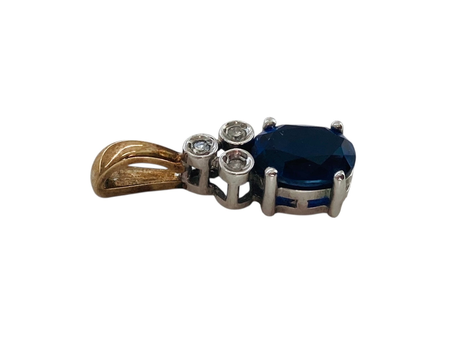 9ct Gold Sapphire & Diamond Pendant