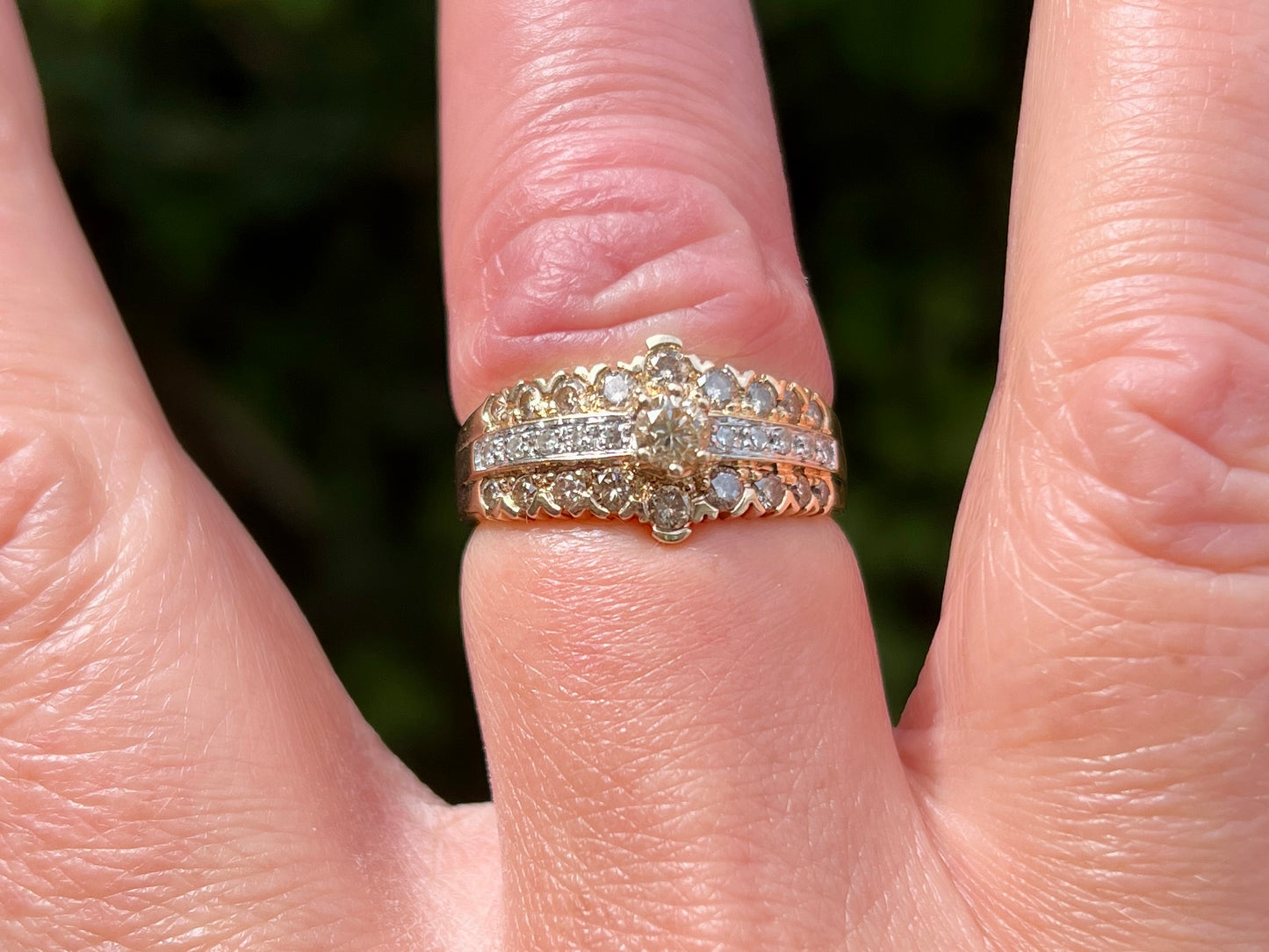 9ct Gold Champagne & White Diamond Ring