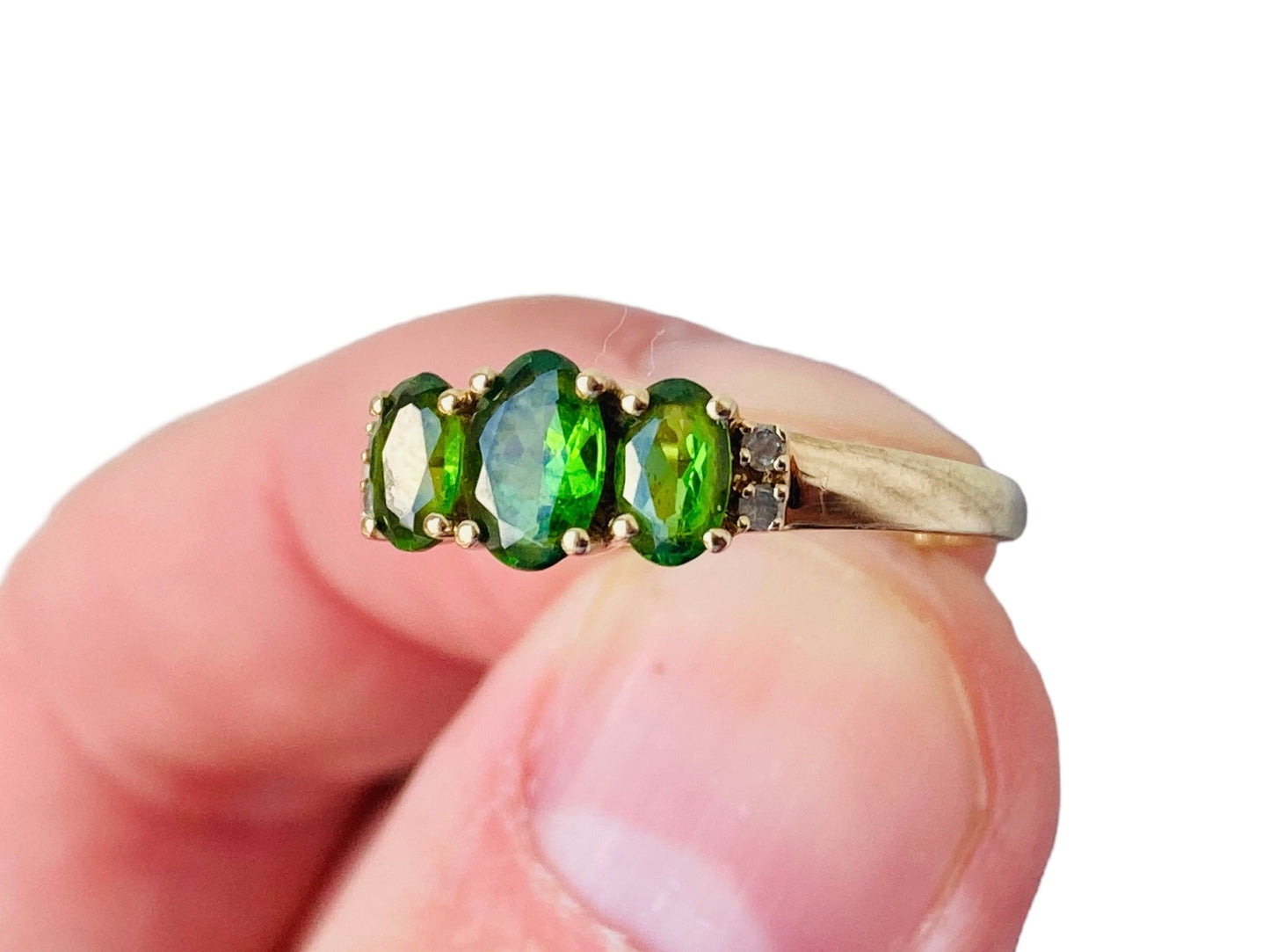9ct Gold Diopside & Diamond Ring
