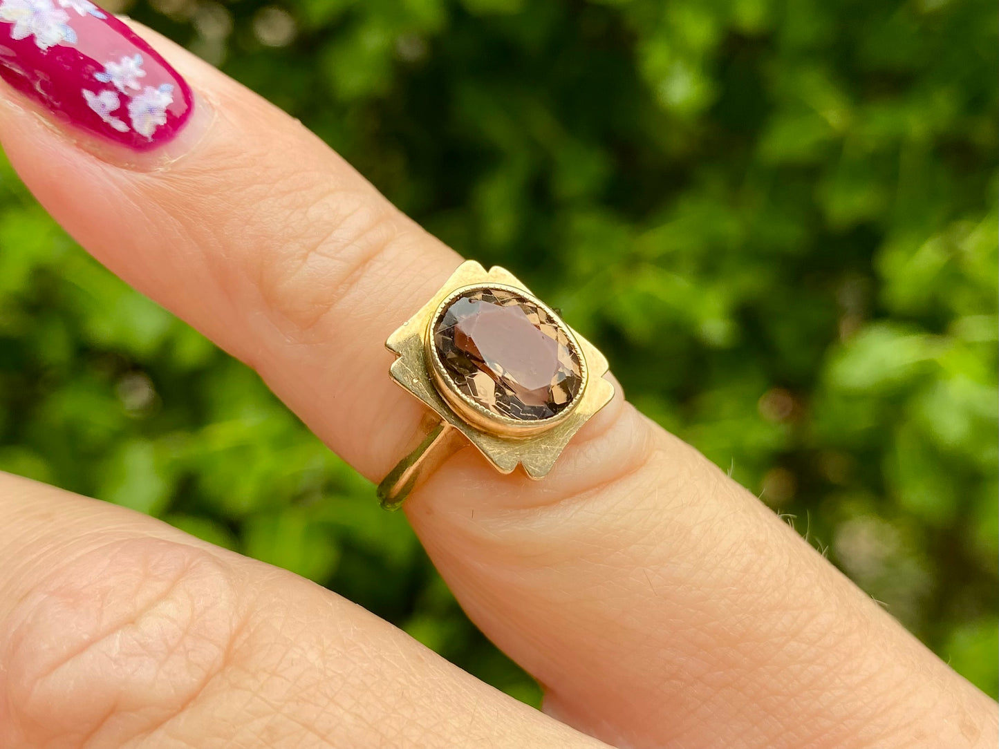 Vintage 9ct Gold Smoky Quartz Ring