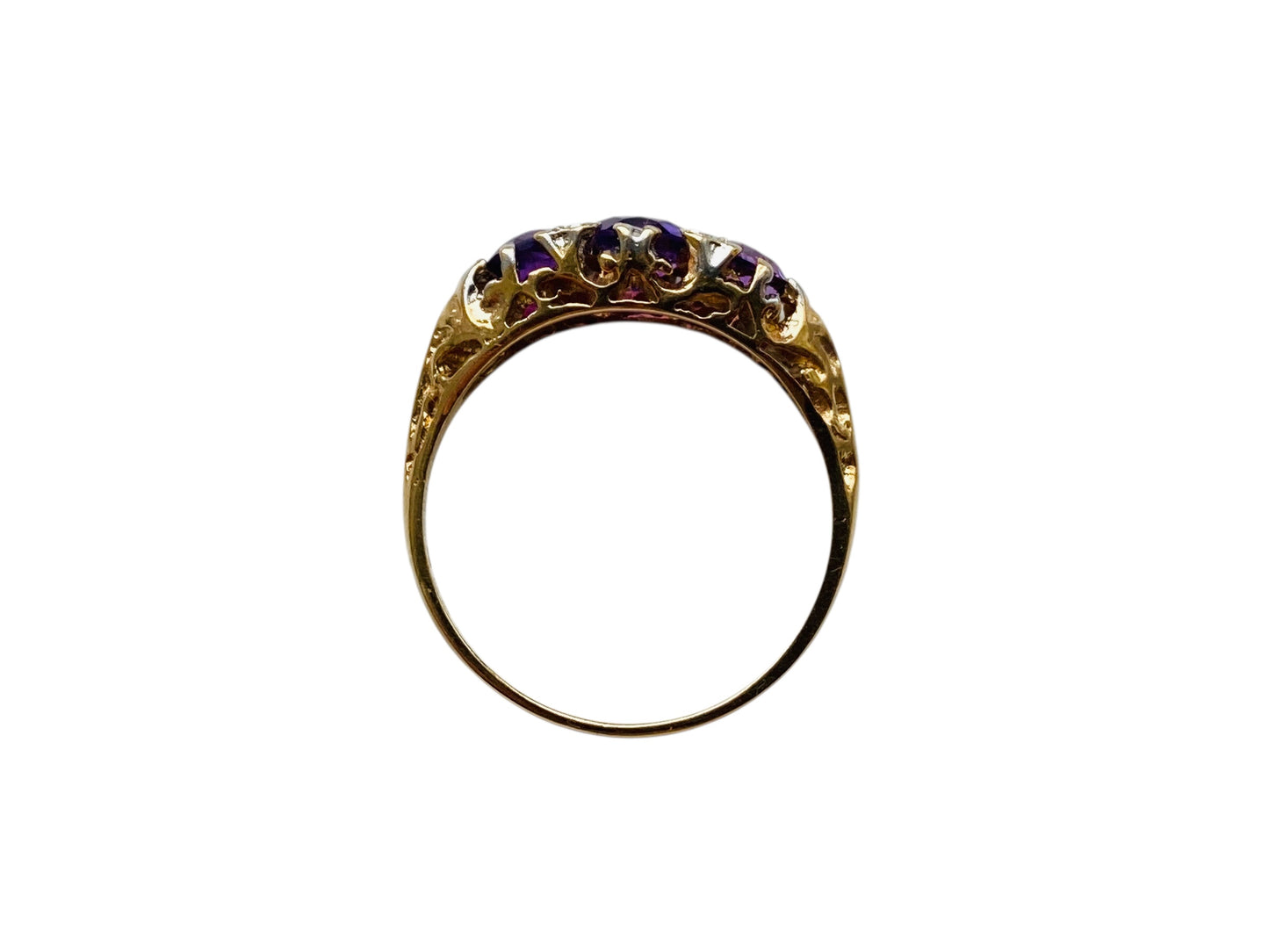 Vintage 9ct Gold Amethyst & Diamond Ring