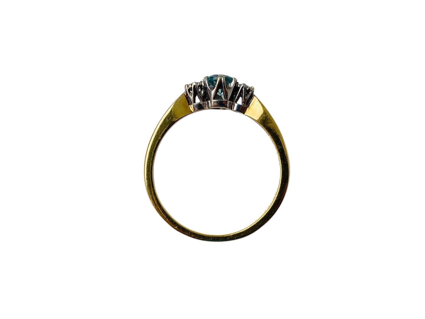 Vintage 18ct Gold Aquamarine & Diamond Ring