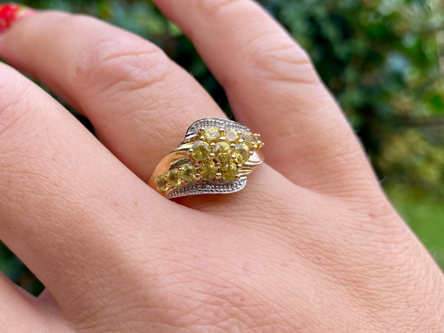 9ct Gold Yellow Sapphire & Diamond Ring
