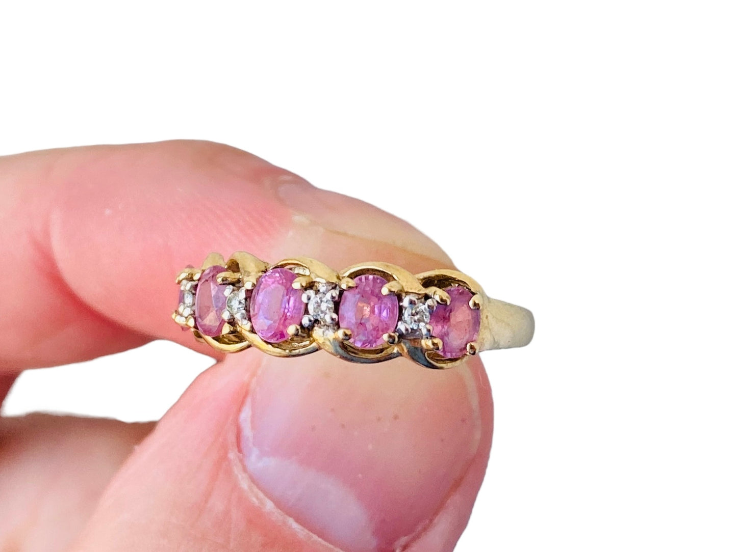 9ct Gold Pink Sapphire & Diamond Ring