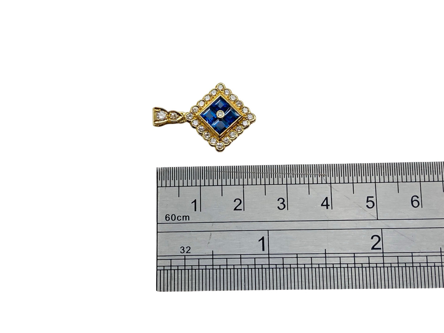 Vintage 18ct Gold Sapphire & Diamond Pendant