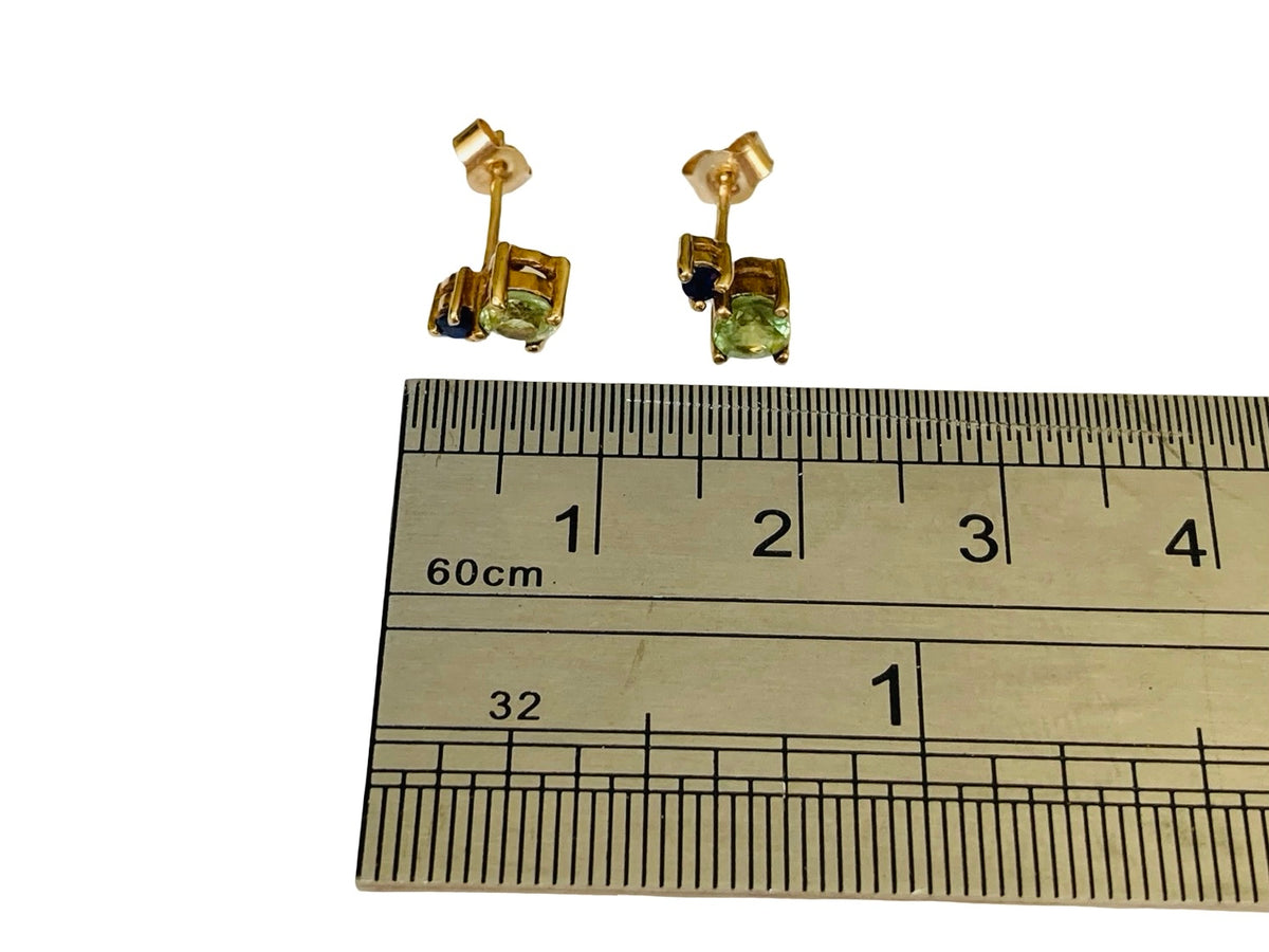 9ct Gold Peridot & Sapphire Earrings