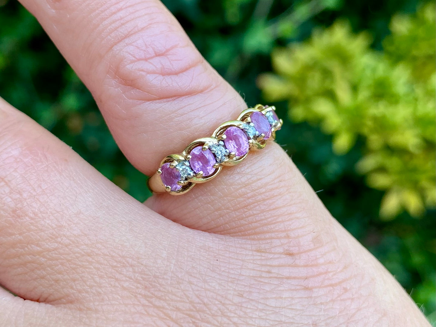 9ct Gold Pink Sapphire & Diamond Ring