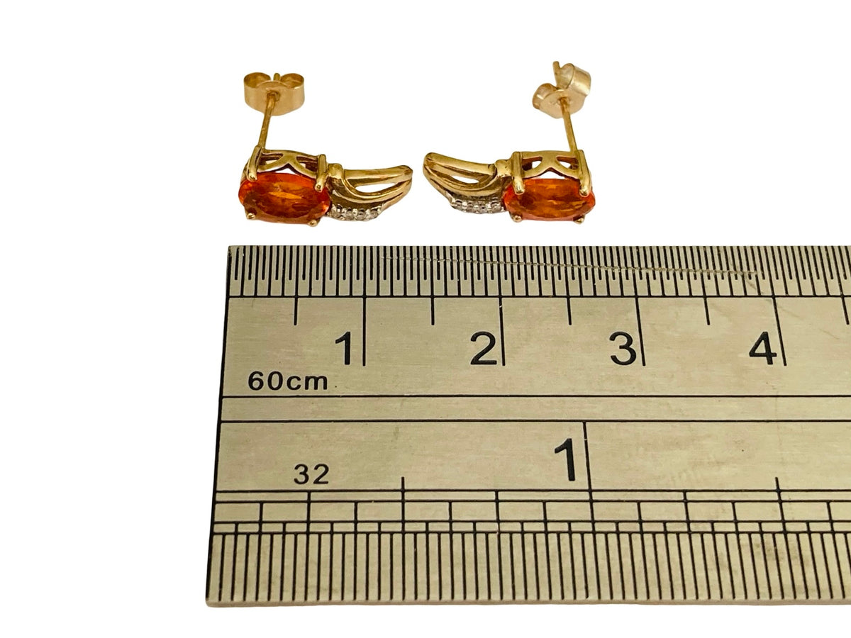 9ct Gold Citrine & Diamond Earrings
