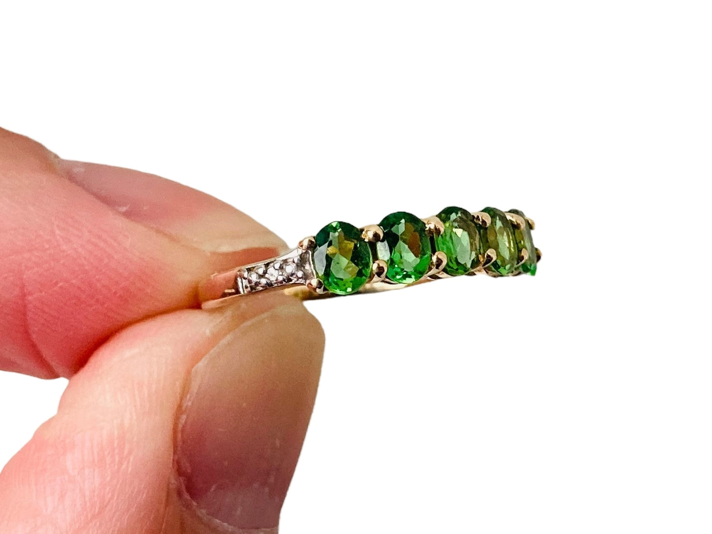 9ct Gold Tsavorite Garnet & Diamond Ring