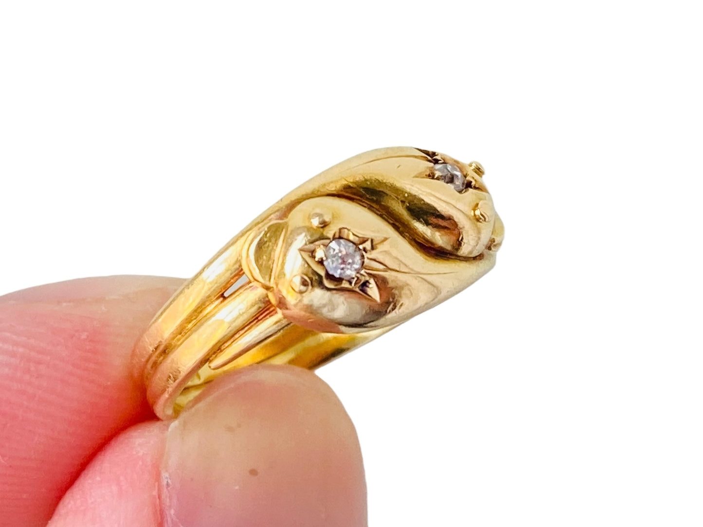 Antique 18ct Gold Diamond Snake Ring