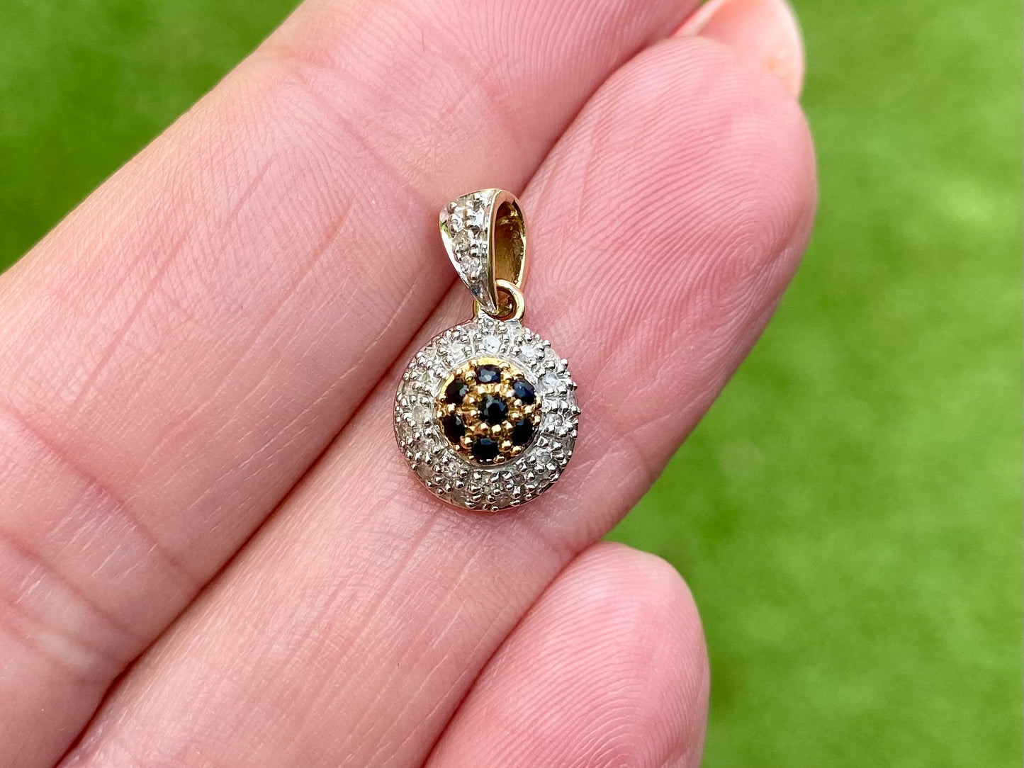 9ct Gold Black & White Diamond Pendant