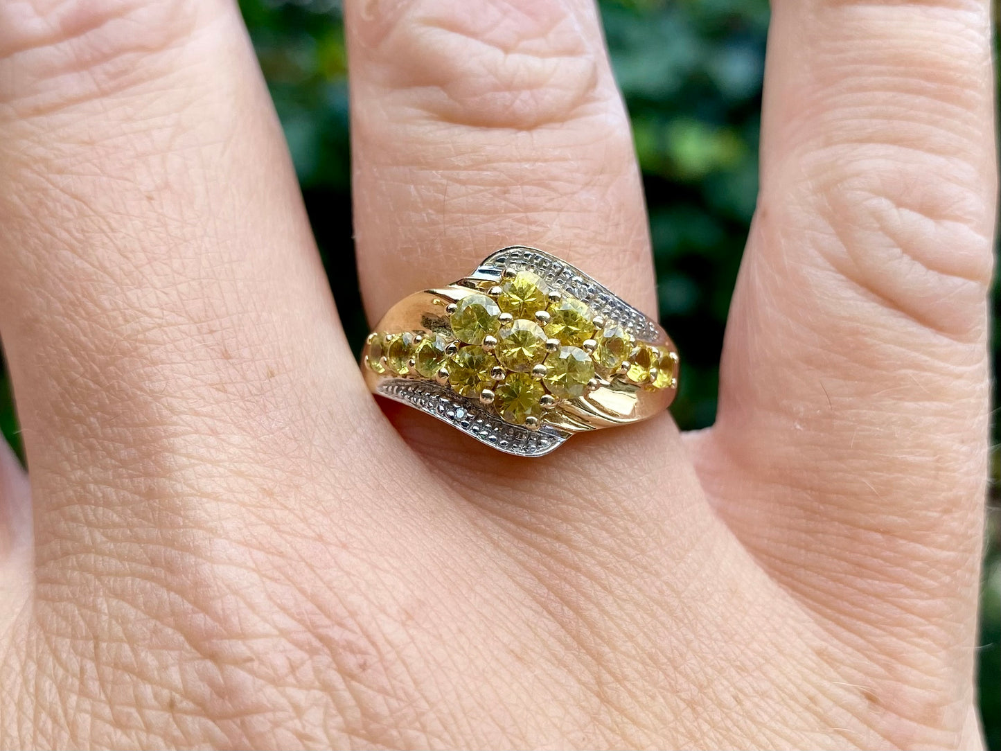 9ct Gold Yellow Sapphire & Diamond Ring