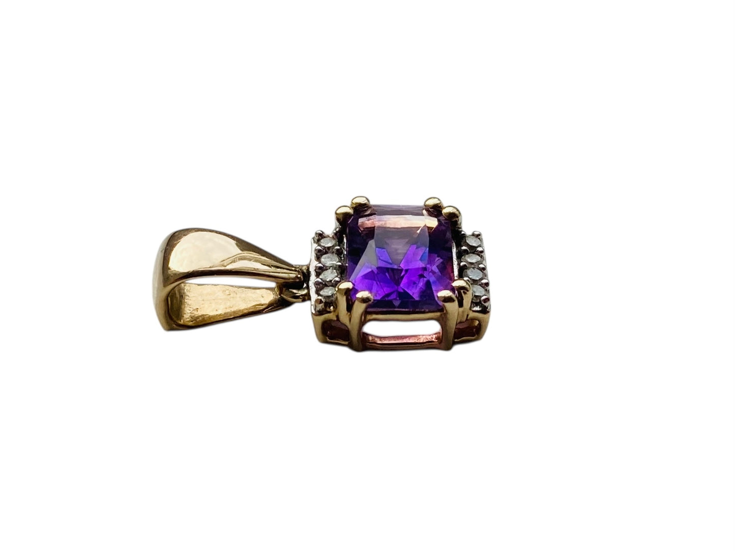 9ct Gold Amethyst & Diamond Pendant