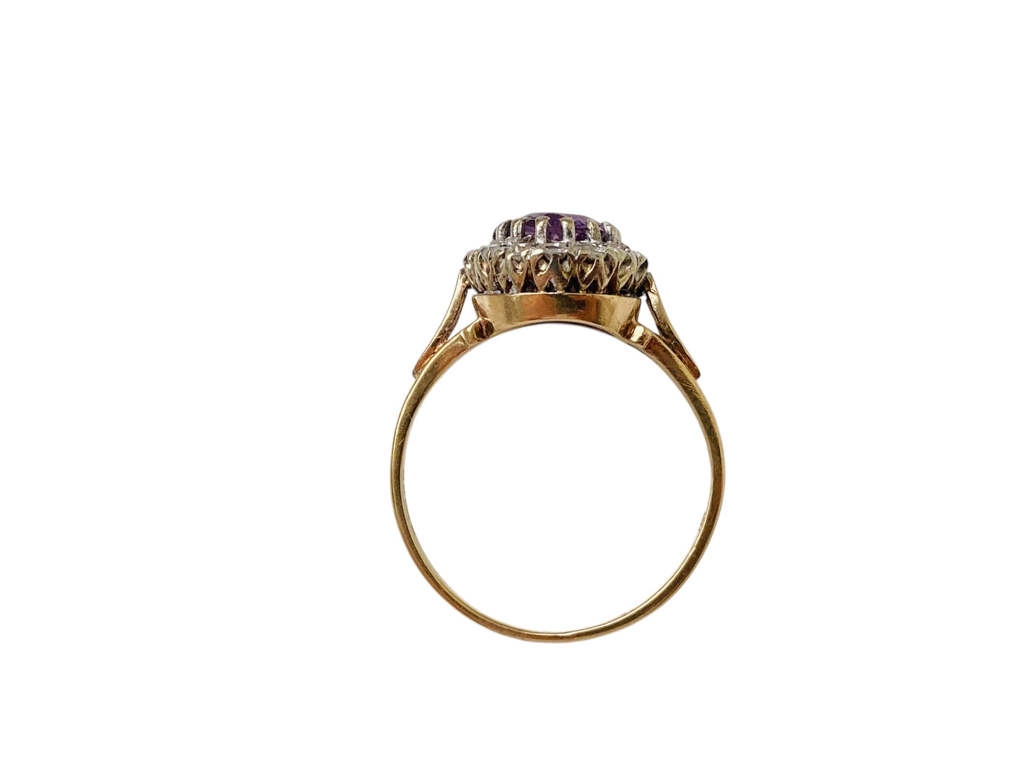 Vintage 9ct Gold Amethyst & Diamond Ring