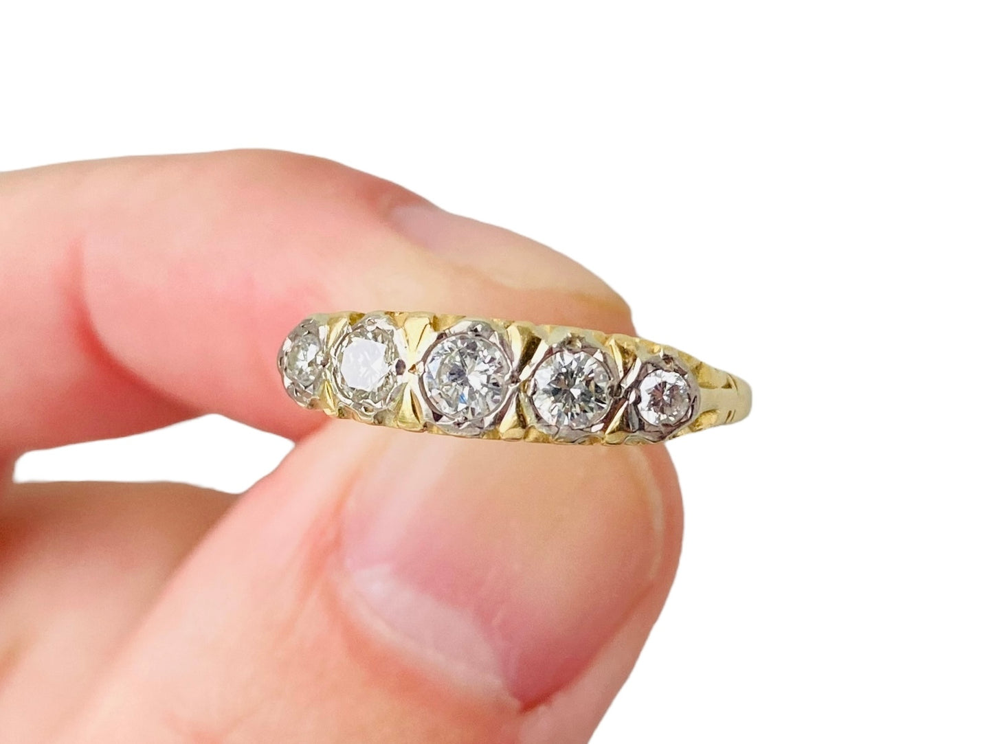 Vintage 18ct Gold Five-Stone Diamond Ring