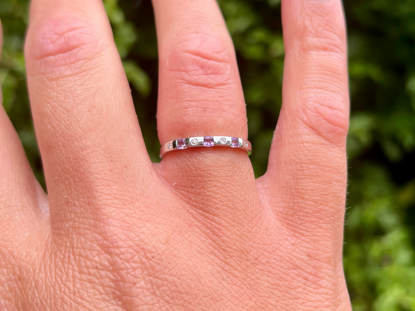 9ct Gold Amethyst & Diamond Stacking Ring