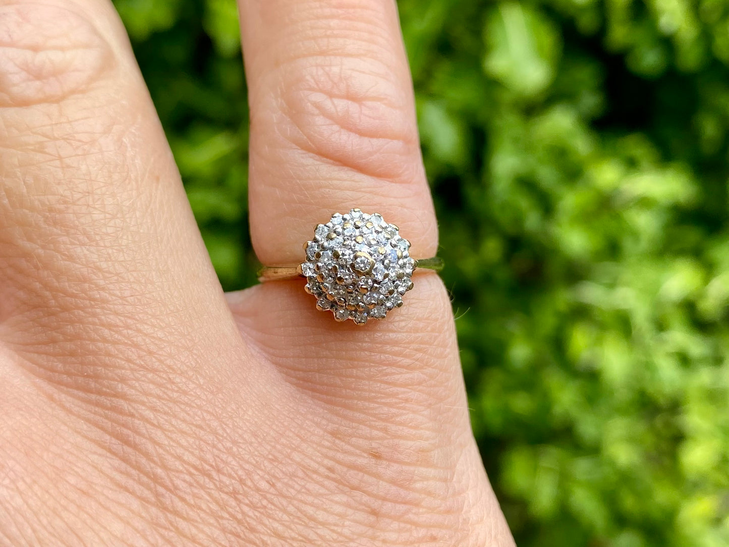 Vintage 9ct Gold Diamond Cluster Ring