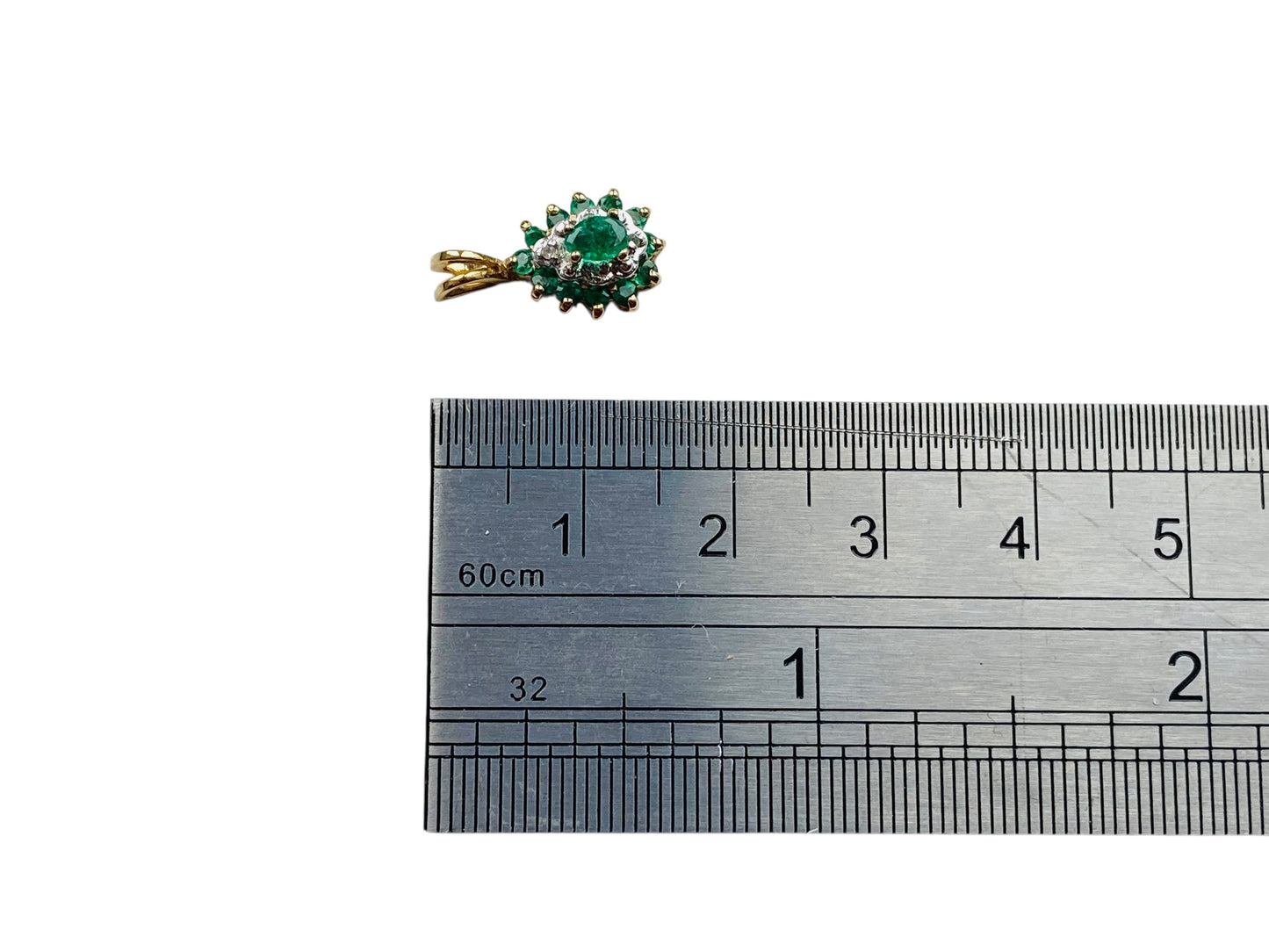 10ct Gold Emerald & Diamond Pendant