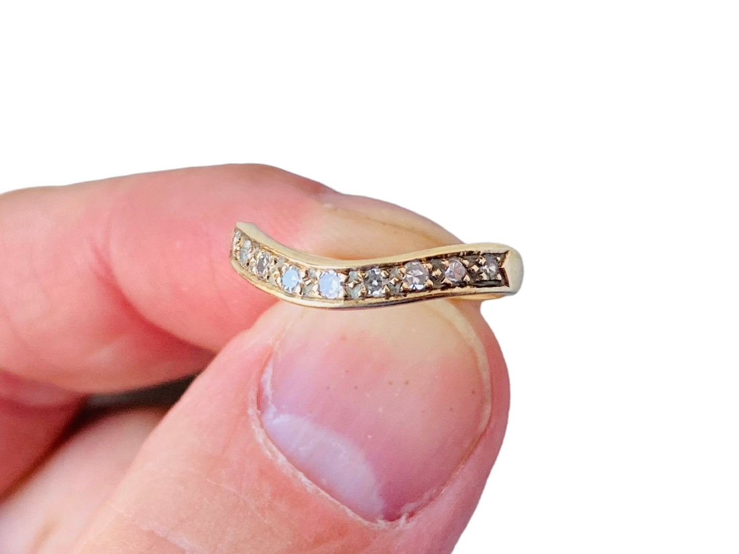 Vintage 9ct Gold Diamond Wishbone Ring