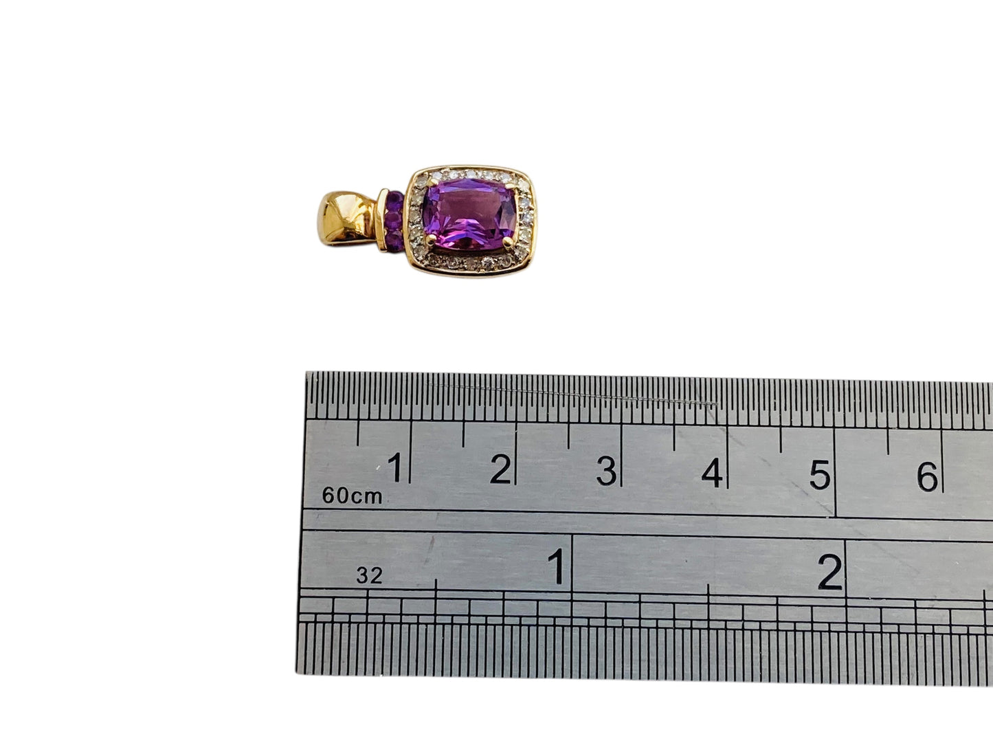 9ct Gold Amethyst & Diamond Pendant