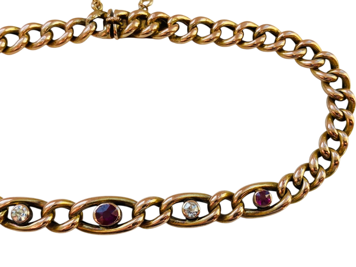 Antique 9ct Gold Ruby & Diamond Bracelet