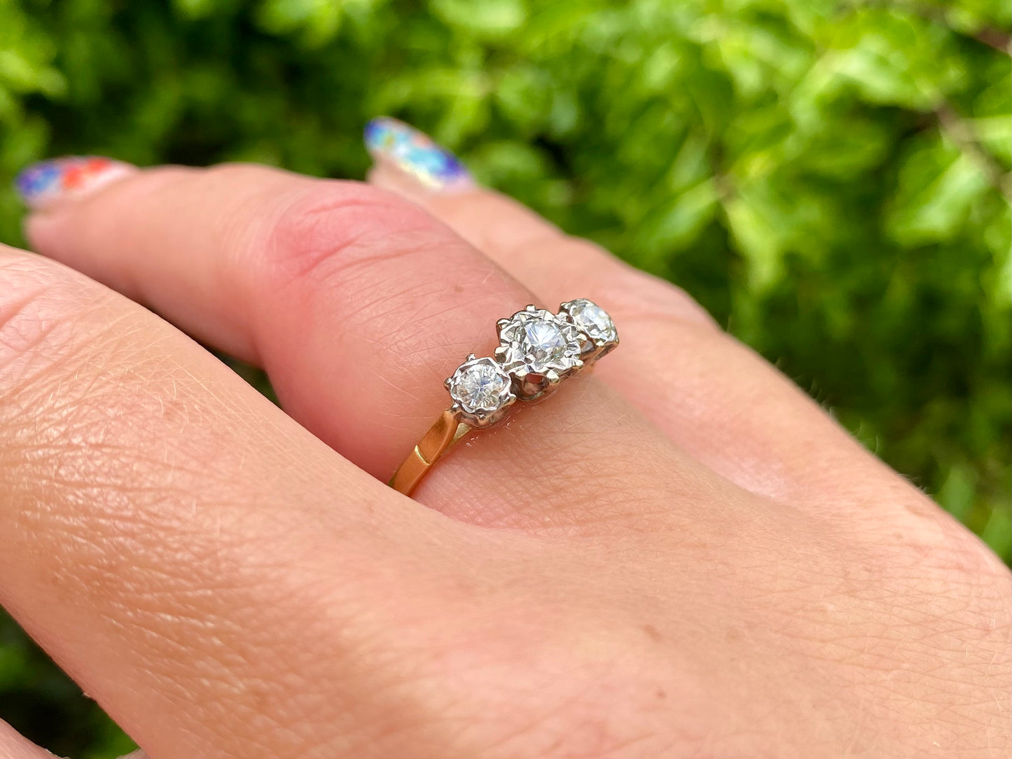 Vintage 18ct Gold Three-Stone Diamond Ring