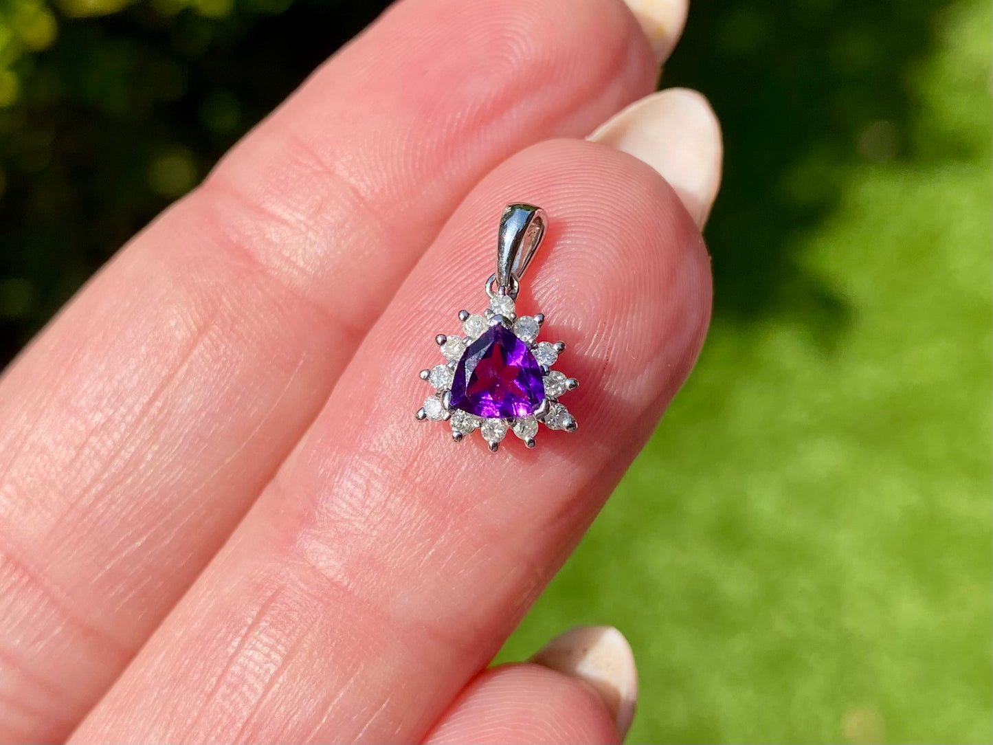 9ct Gold Amethyst & Diamond Pendant