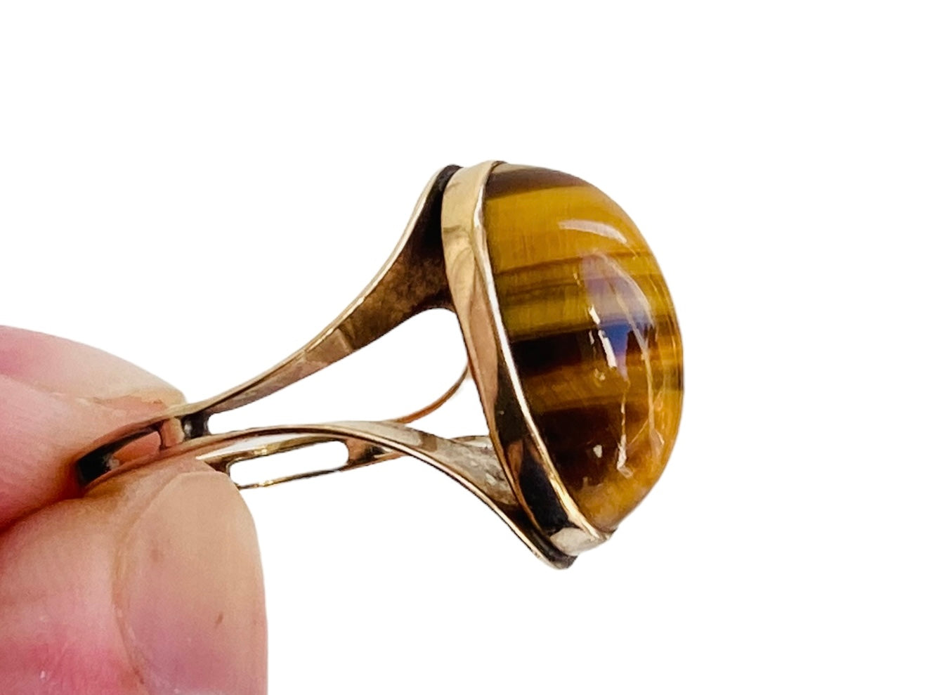 Vintage 9ct Gold Tigers Eye Ring