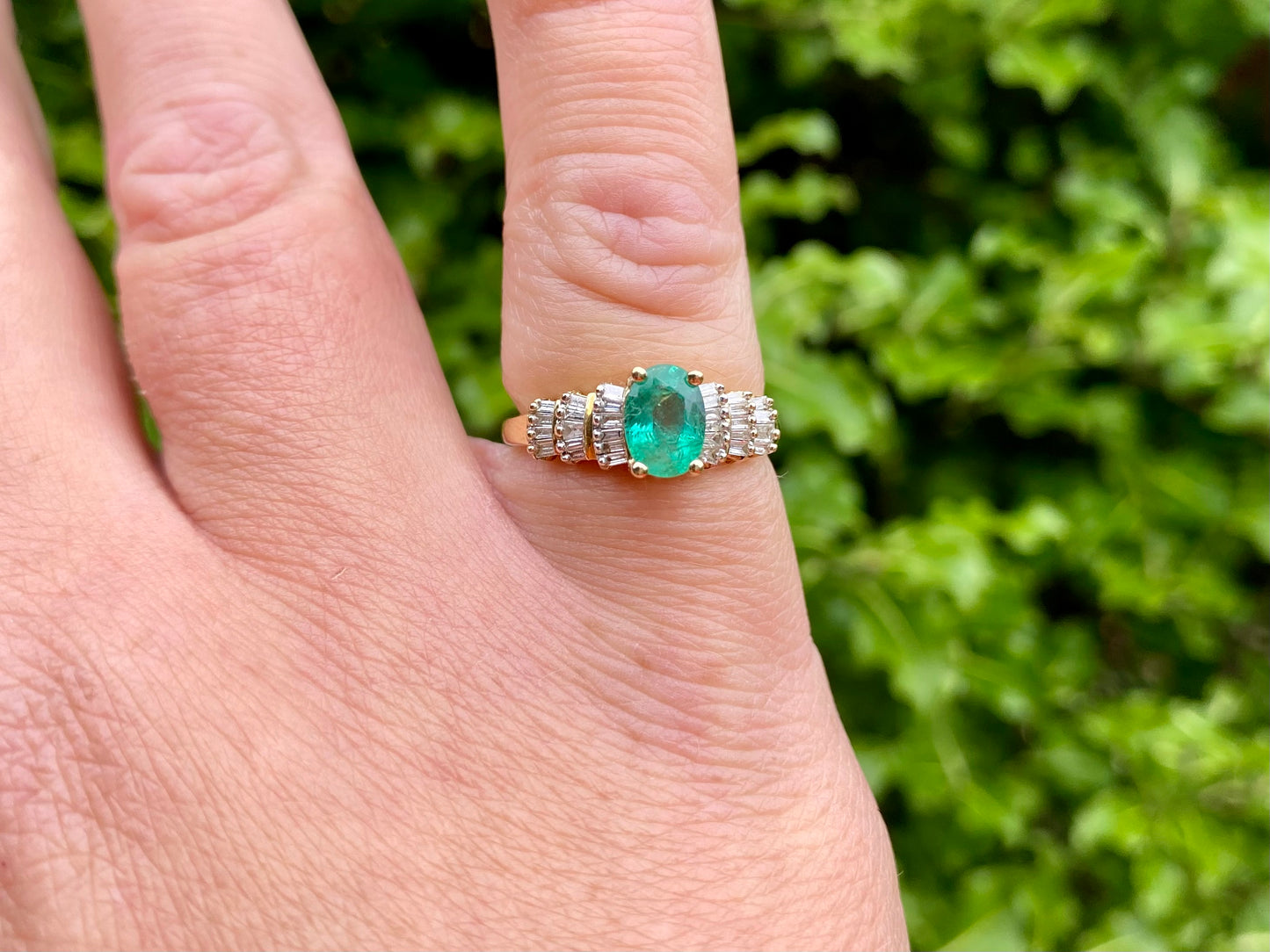 14ct Gold Emerald & Diamond Ring