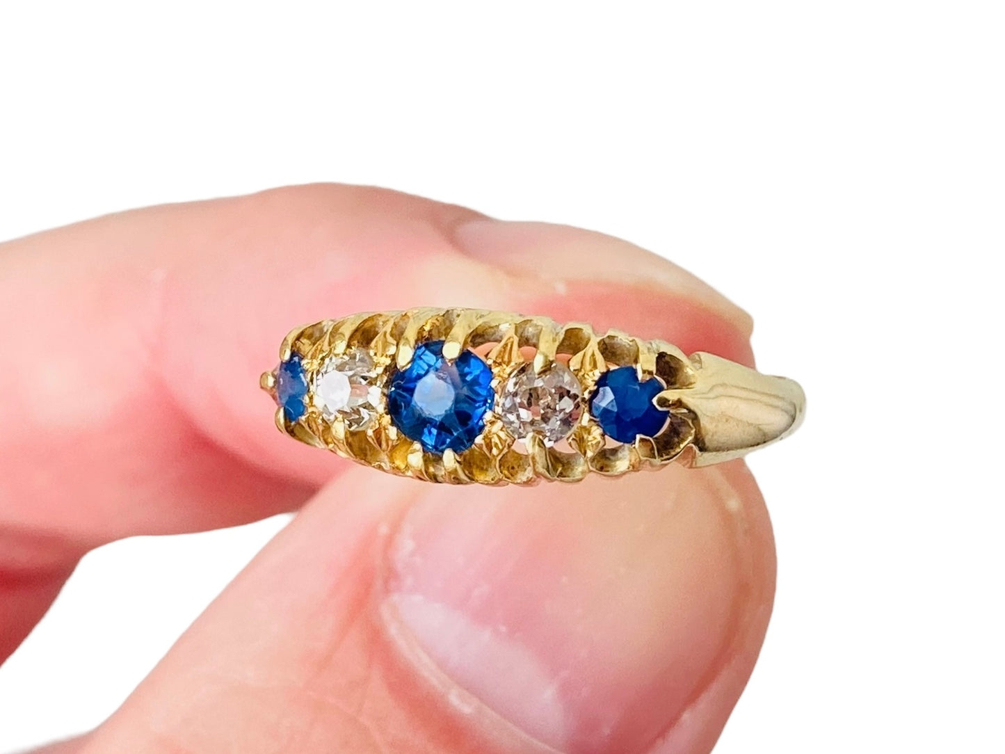 Antique 18ct Gold Sapphire & Diamond Ring