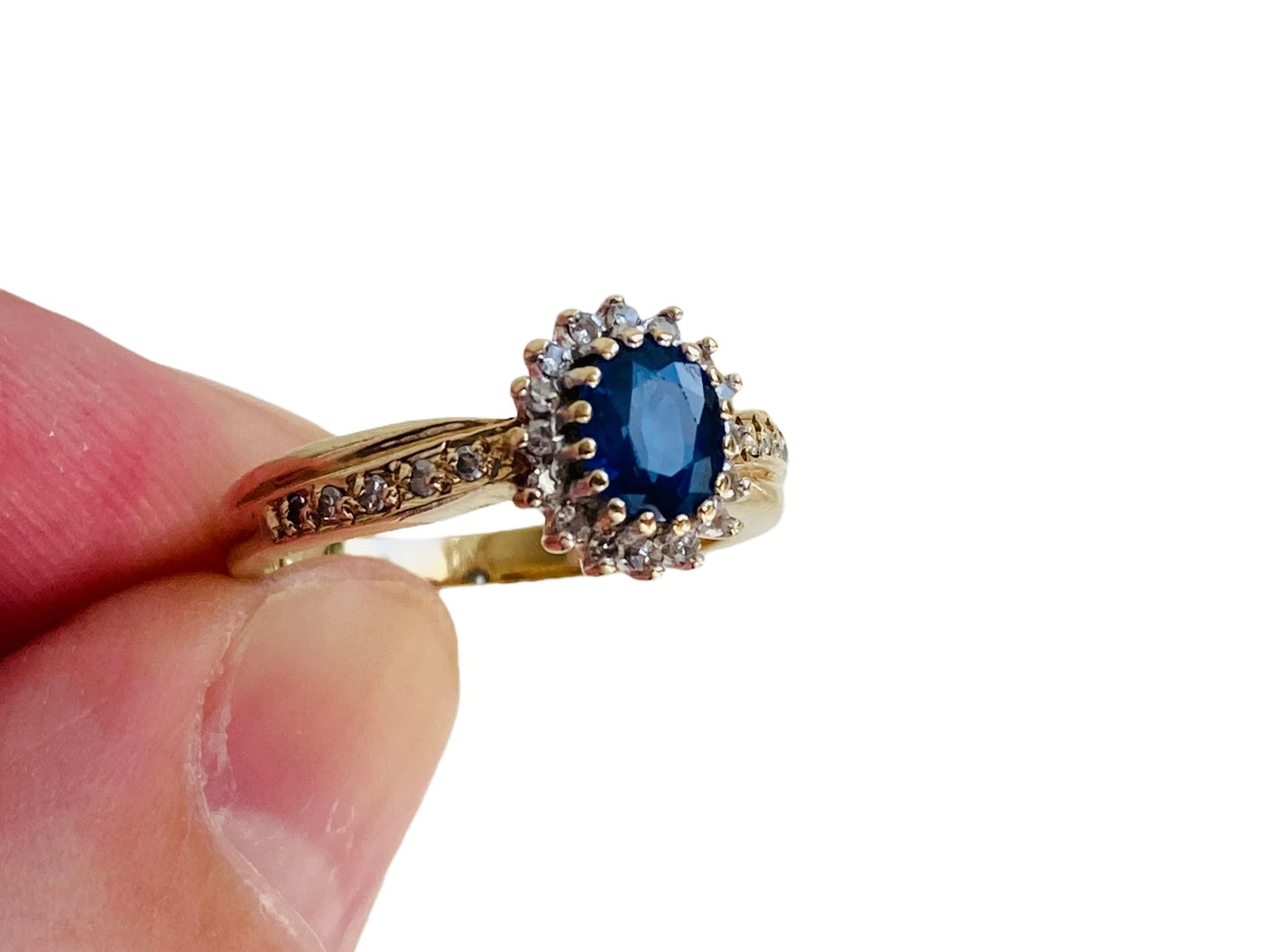 Vintage 9ct Gold Sapphire & Diamond Ring