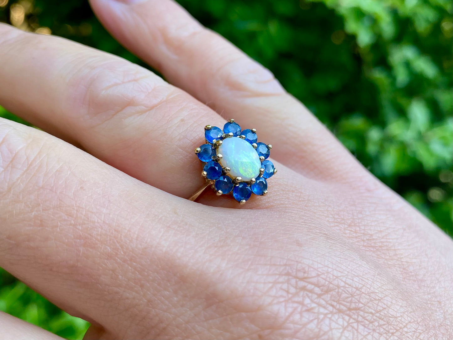 9ct Gold Opal & Sapphire Ring