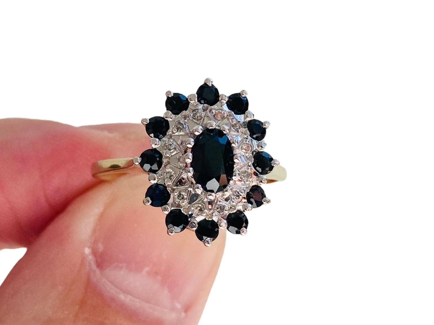 Vintage 9ct Gold Sapphire & Diamond Ring