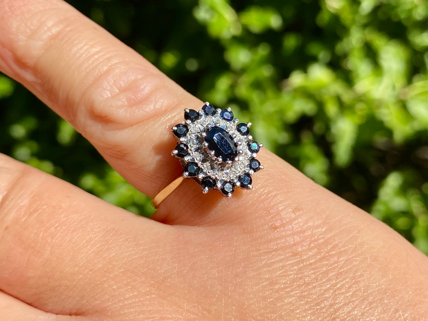 Vintage 9ct Gold Sapphire & Diamond Ring