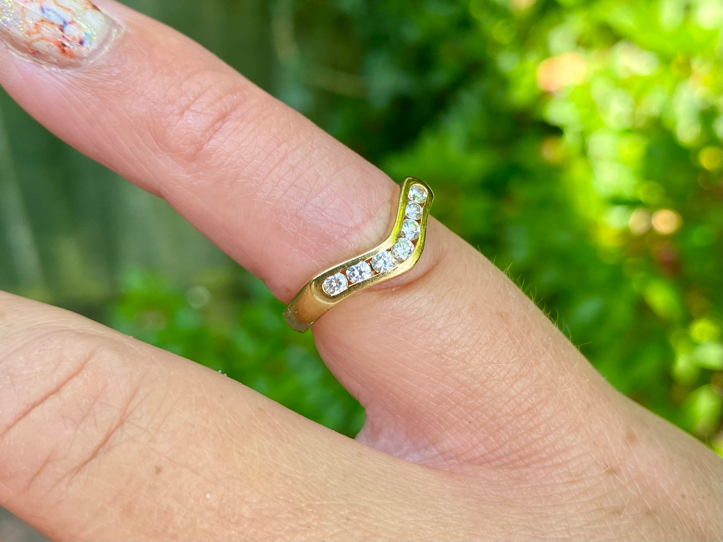 18ct Gold Diamond Wishbone/Chevron Ring