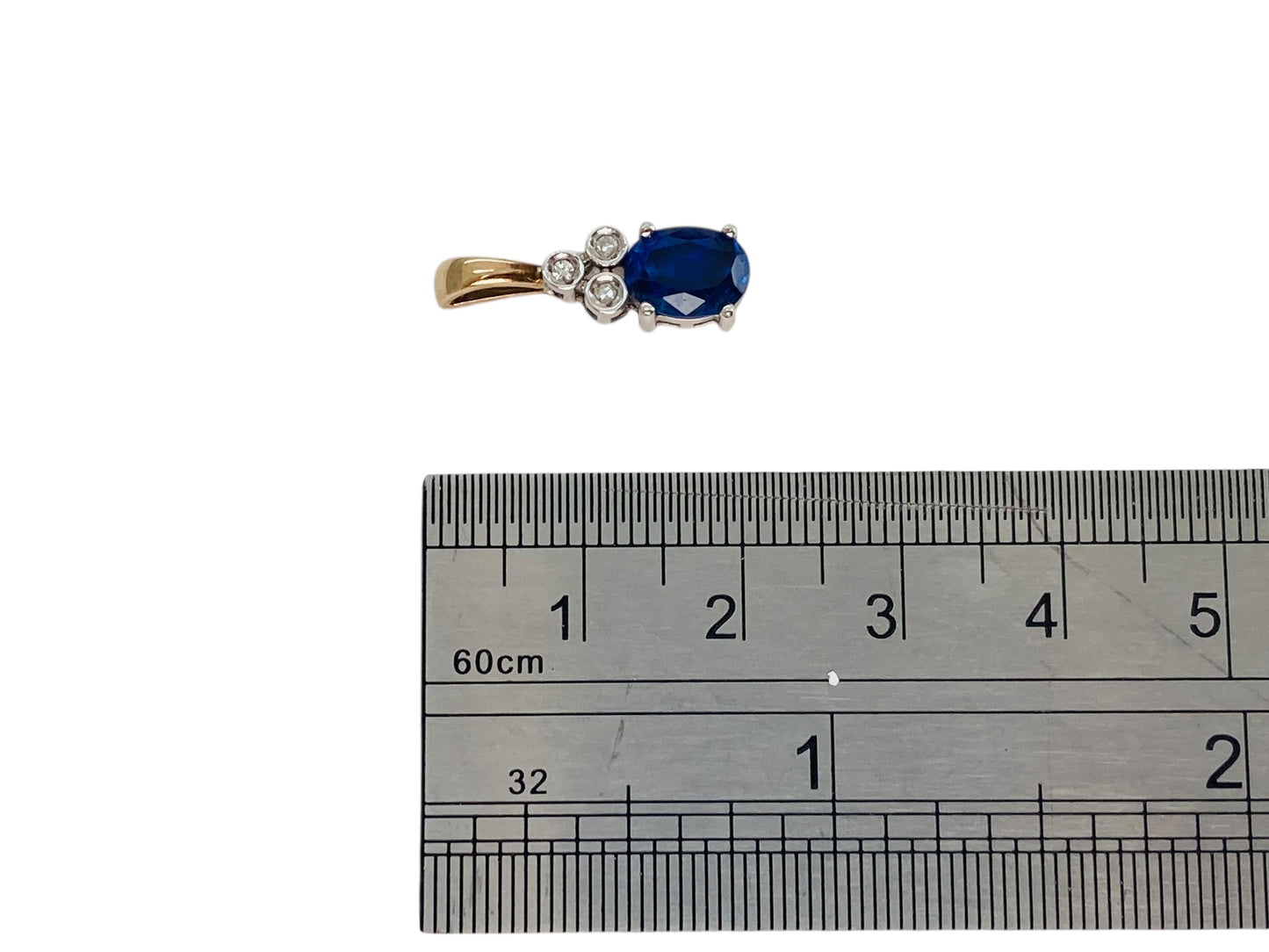 9ct Gold Sapphire & Diamond Pendant
