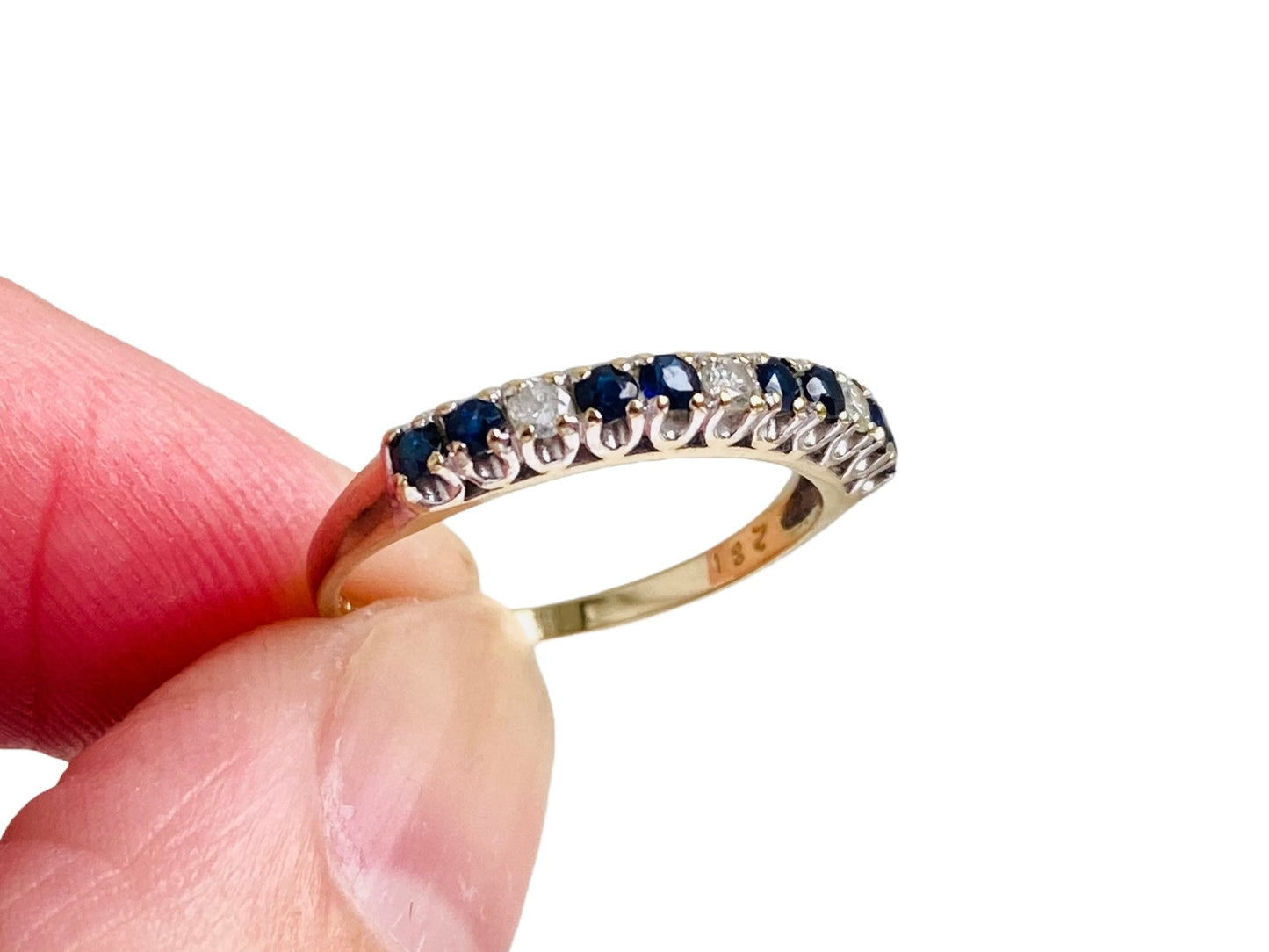 Vintage 9ct Gold Sapphire & Diamond Ring