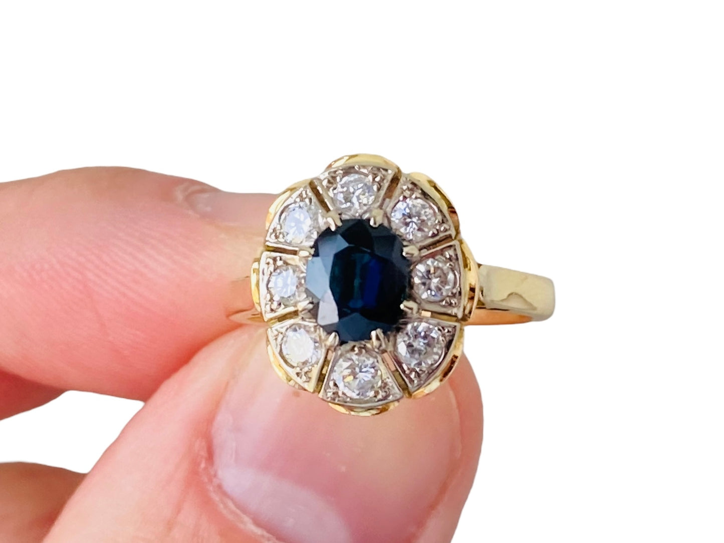 Vintage 18ct Gold Sapphire & Diamond Ring