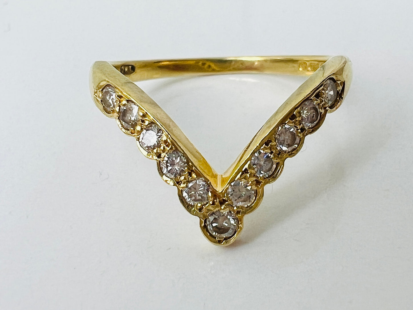 18ct Gold Diamond Wishbone/Chevron Ring