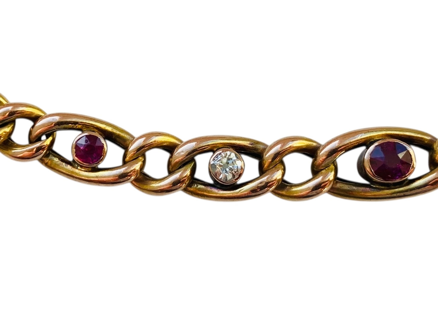 Antique 9ct Gold Ruby & Diamond Bracelet