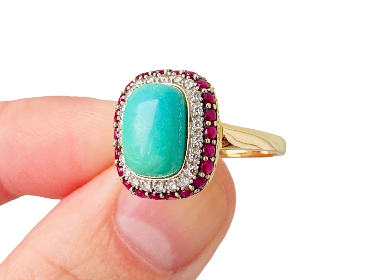 14ct Gold Le Vian Turquoise, Ruby & Diamond Ring