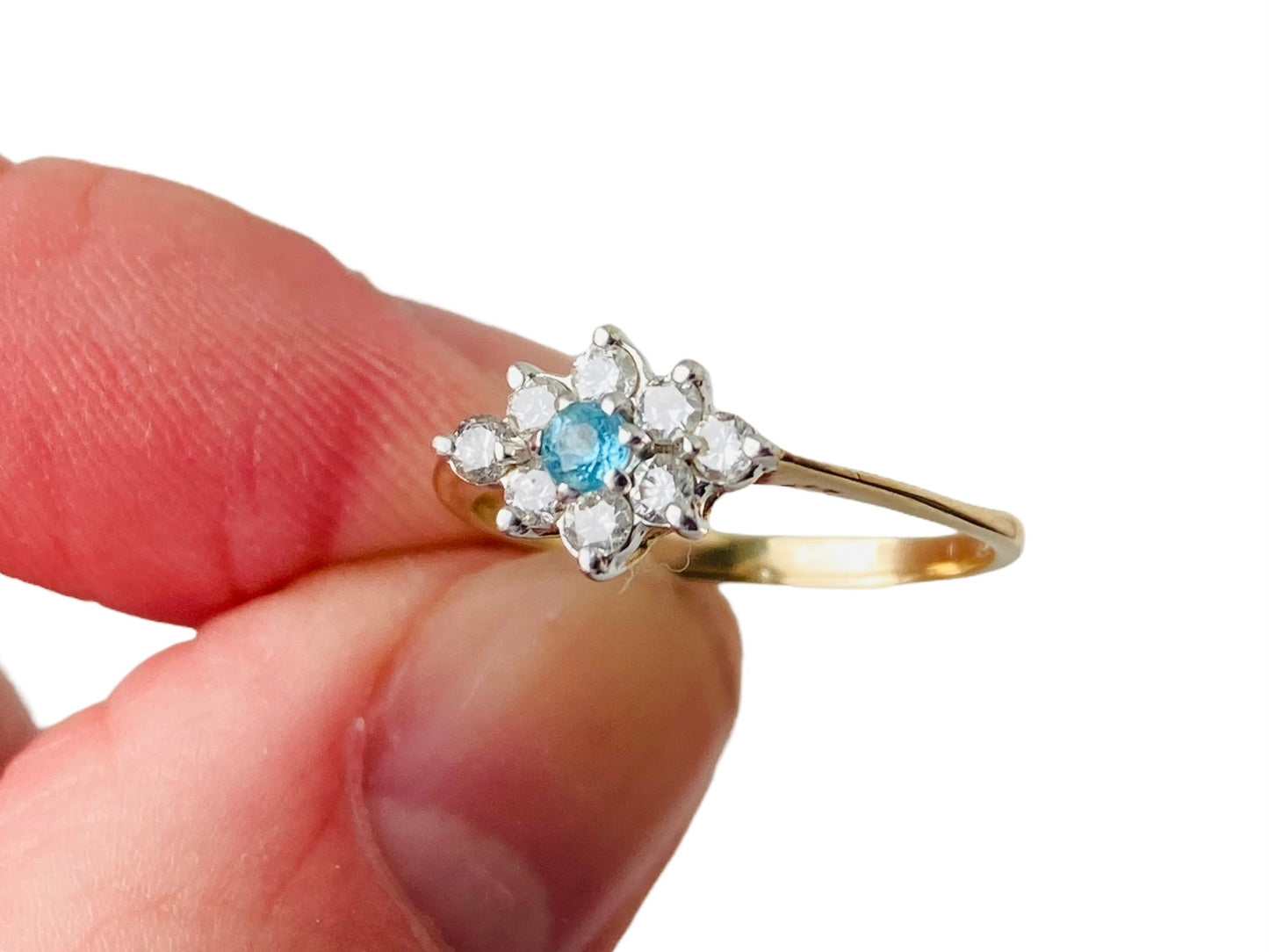 Vintage 9ct Gold Topaz & Diamond Ring